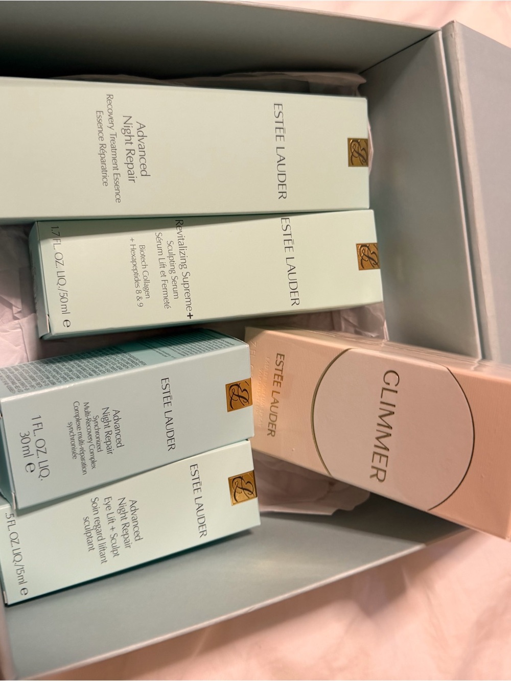 Estee Lauder Advanced Night Repair & Glimmer Set - Light Blue and Peach